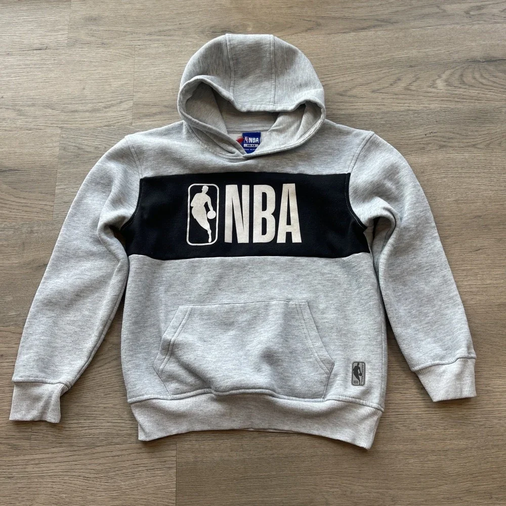 NBA Gray and Black Pullover Hoodie Youth  Size 10-12 Young